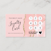 Blush Pink Gold Agate Marble Klantenkaartje (Voorkant)