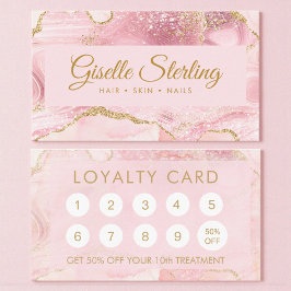 Blush Pink Gold Agate Marble Loyalty Card Afsprakenkaartje
