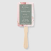 Blush Pink Gold Agate Sage Green Wedding Program Handwaaier (Voorkant)