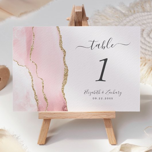 Blush Pink Gold Agate Wedding Kaart