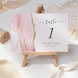 Blush Pink Gold Agate Wedding Kaart