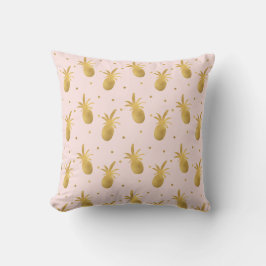 Blush Pink Gold Ananas en Stippen Buitenkussen