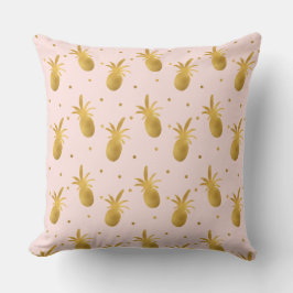 Blush Pink Gold Ananas en Stippen Buitenkussen
