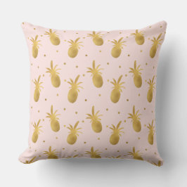 Blush Pink Gold Ananas en Stippen Buitenkussen