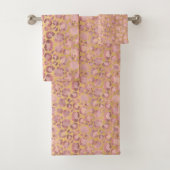BLUSH PINK GOLD ANIMAAL AFDRUKBATHROOM TOWEL SET BAD HANDDOEK (Insitu)