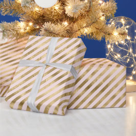 Blush Pink Gold Antiek Glam Stripes Cadeaupapier