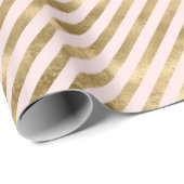 Blush Pink Gold Antiek Glam Stripes Cadeaupapier (Rol Hoek)
