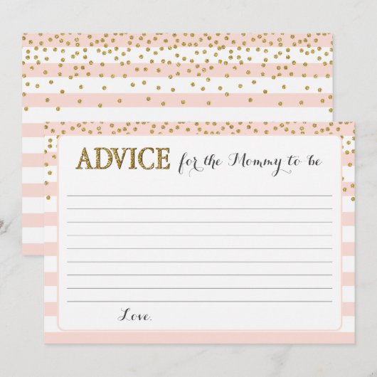 Blush Pink Gold Baby Girl Shower Mam to be Mama Advieskaart (Voorkant / Achterkant)