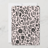 Blush Pink Gold Black Floral Wedding Kaart (Achterkant)