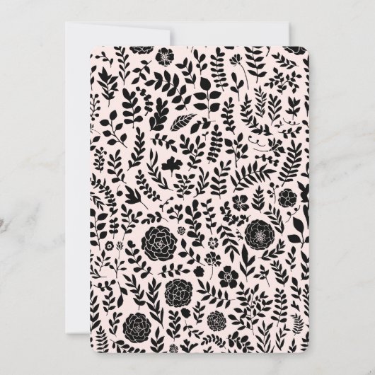 Blush Pink Gold Black Floral Wedding Kaart (Achterkant)