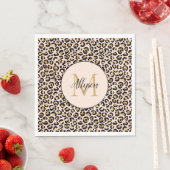 Blush Pink Gold Black Leopard Print Monogram Servet (Insitu)