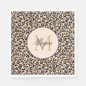 Blush Pink Gold Black Leopard Print Monogram Servet (Voorkant)