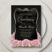 Blush Pink Gold Black Quinceañera Kaart