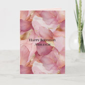 Blush Pink Gold Bladeren Bloemen Verjaardag Kaart (Voorkant)