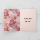 Blush Pink Gold Bladeren Bloemen Verjaardag Kaart (Binnen)