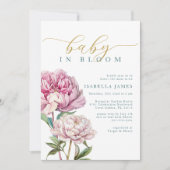 Blush Pink & Gold Bloemen Baby in Bloom Meisje Dou Kaart (Voorkant)