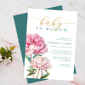 Blush Pink & Gold Bloemen Baby in Bloom Meisje Dou Kaart
