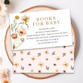 Blush Pink Gold Bloemen Boeken voor Baby shower Informatiekaartje