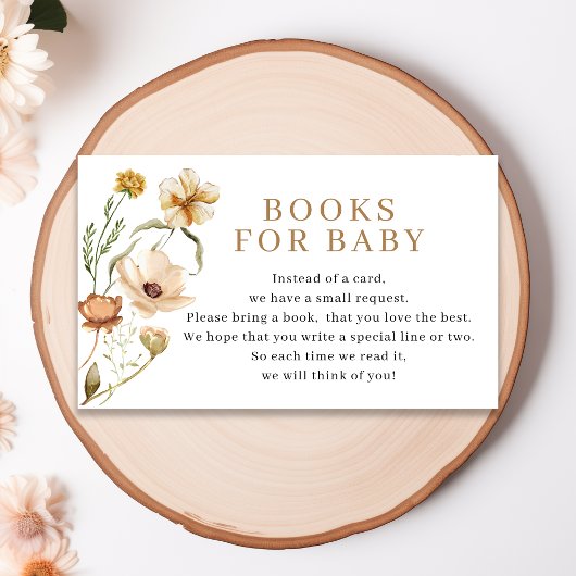 Blush Pink Gold Bloemen Boeken voor Baby shower Informatiekaartje