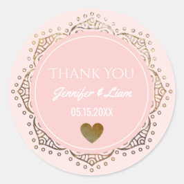 Blush Pink Gold Boho bruiloft hart dank u gunst Ronde Sticker