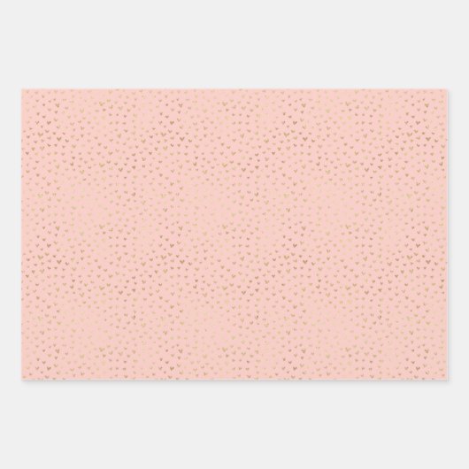 Blush Pink Gold Boho Hearts Inpakpapier Vel (Voorkant 3)