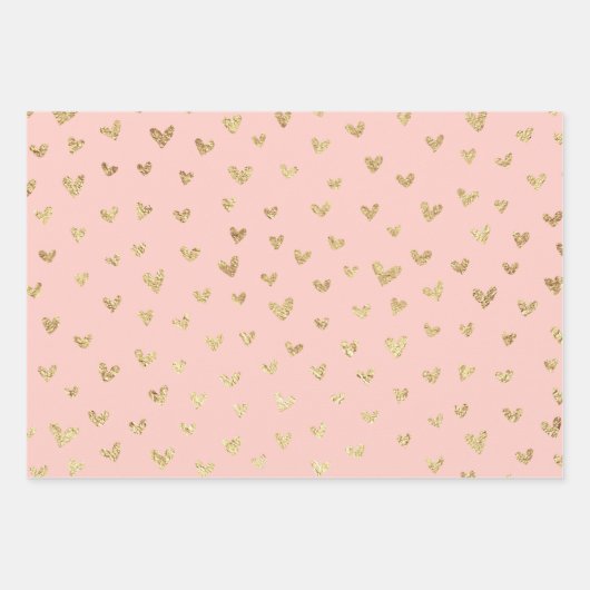 Blush Pink Gold Boho Hearts Inpakpapier Vel (Voorkant)