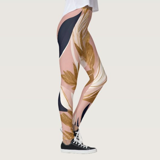 Blush Pink Gold Boho laat modern Collectie achter Leggings (Rechts)