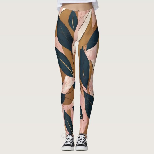 Blush Pink Gold Boho laat trendy Collectie achter Leggings (Voorkant)