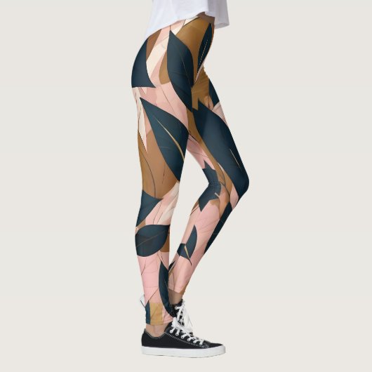 Blush Pink Gold Boho laat trendy Collectie achter Leggings (Rechts)