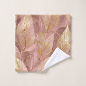 Blush Pink Gold Boho Modern Leaves Collectie Bad Handdoek (Wasdoekje)
