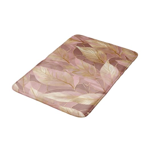 Blush Pink Gold Boho Modern Leaves Collectie Badmat (Gekanteld)