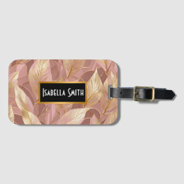 Blush Pink Gold Boho Modern Leaves Collectie Bagagelabel