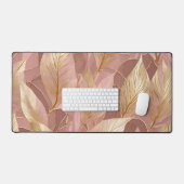 Blush Pink Gold Boho Modern Leaves Collectie Bureaumat (Keyboard & Muis)