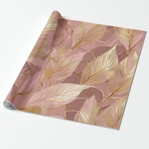 Blush Pink Gold Boho Modern Leaves Collectie Cadeaupapier