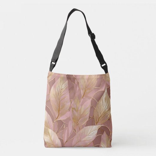 Blush Pink Gold Boho Modern Leaves Collectie Crossbody Tas (Achterkant)