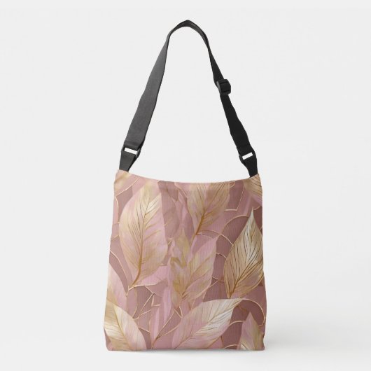 Blush Pink Gold Boho Modern Leaves Collectie Crossbody Tas (Voorkant)