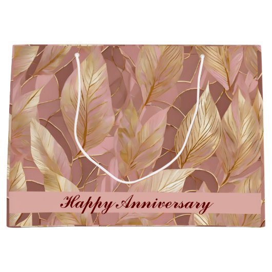Blush Pink Gold Boho Modern Leaves Collectie Groot Cadeauzakje (Voorkant)