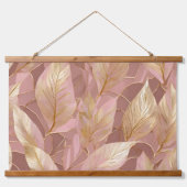 Blush Pink Gold Boho Modern Leaves Collectie Hangend Wandkleed (Voorkant)