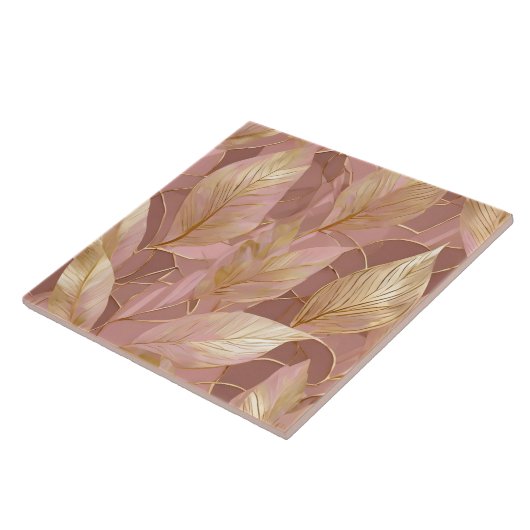 Blush Pink Gold Boho Modern Leaves Collectie Tegeltje (Zijkant)