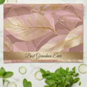 Blush Pink Gold Boho Modern Leaves Collectie Theedoek (Gevouwen)