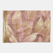 Blush Pink Gold Boho Modern Leaves Collectie Theedoek (Horizontaal)