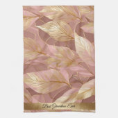 Blush Pink Gold Boho Modern Leaves Collectie Theedoek (Verticaal)