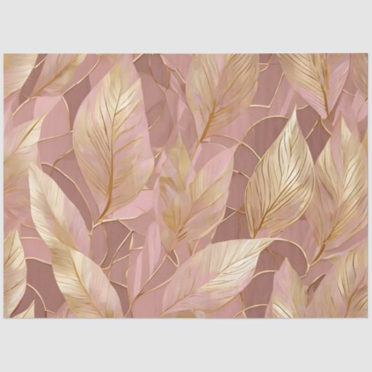 Blush Pink Gold Boho Modern Leaves Collectie Tissuepapier (Voorkant)