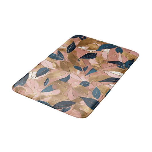 Blush Pink Gold Boho Popular Leaves Collectie Badmat (Gekanteld)