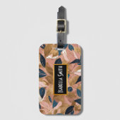 Blush Pink Gold Boho Popular Leaves Collectie Bagagelabel (Voorkant (verticaal))