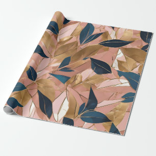 Blush Pink Gold Boho Popular Leaves Collectie Cadeaupapier