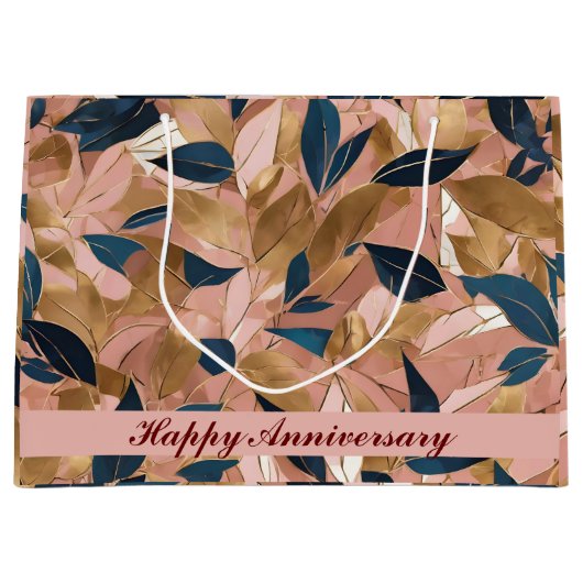 Blush Pink Gold Boho Popular Leaves Collectie Groot Cadeauzakje (Voorkant)