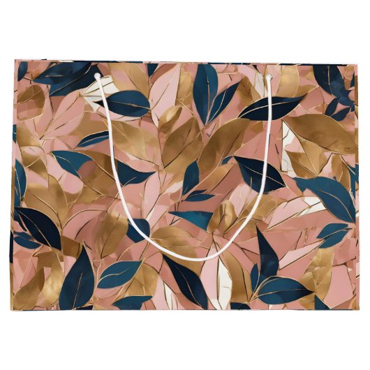 Blush Pink Gold Boho Popular Leaves Collectie Groot Cadeauzakje (Achterkant)