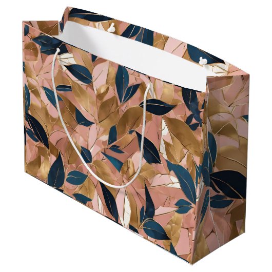 Blush Pink Gold Boho Popular Leaves Collectie Groot Cadeauzakje (Achterkant Gekanteld)