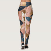 Blush Pink Gold Boho Popular Leaves Collectie Leggings (Achterkant)
